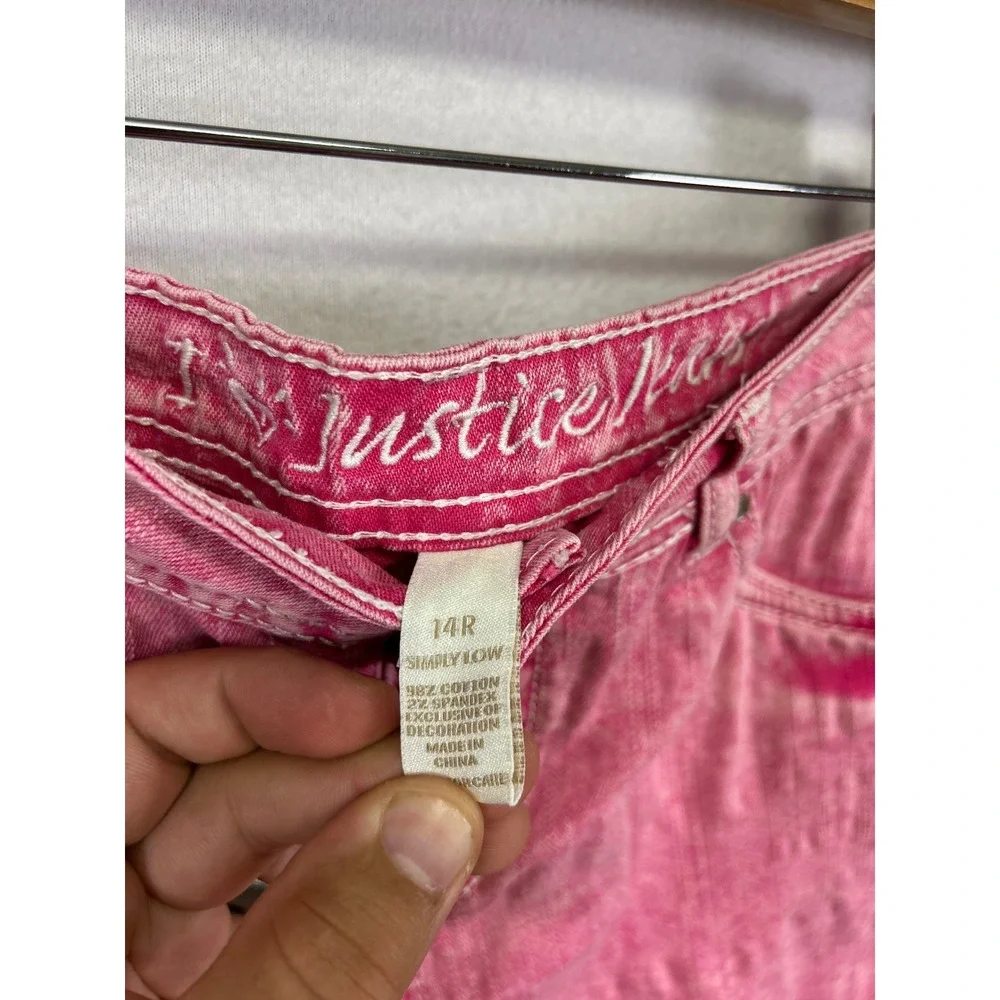 Y2K Kidcore Justice Girls 14R Pink Acid Wash Simply Low Bermuda Denim Shorts